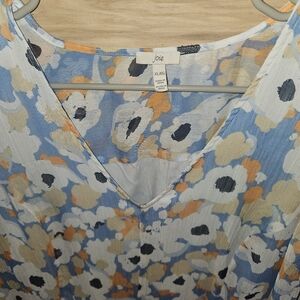 Joie Blue and Orange Floral Blouse